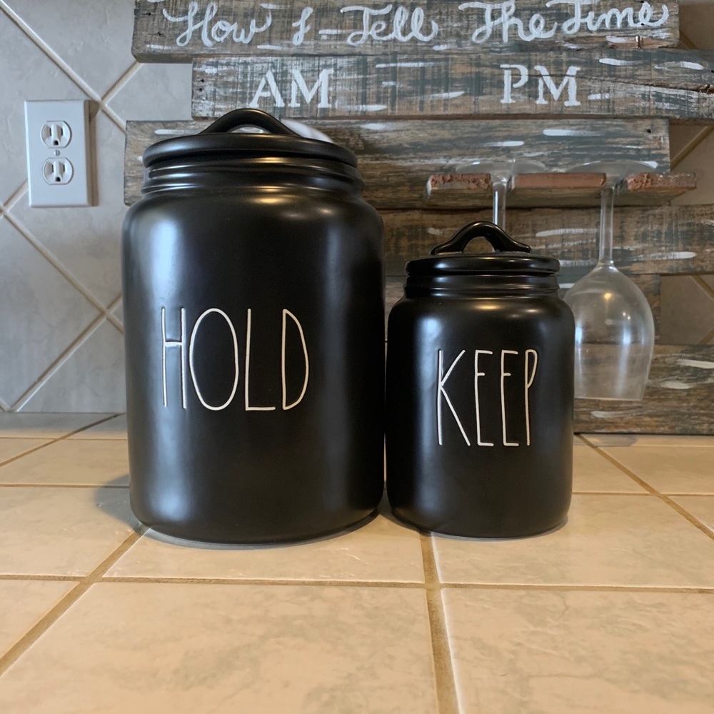 Rae Dunn BLACK CANISTER SET
